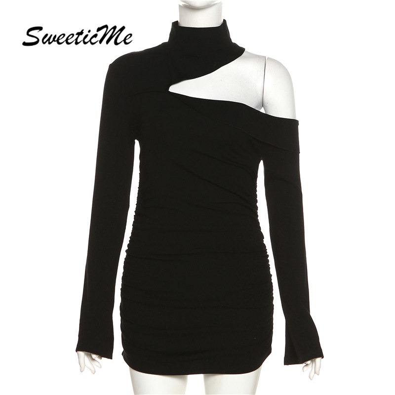 Đầm Tay Dài Cổ Tròn Màu Trơn Dáng Ôm Thời Trang 2023 Dành Cho Nữ