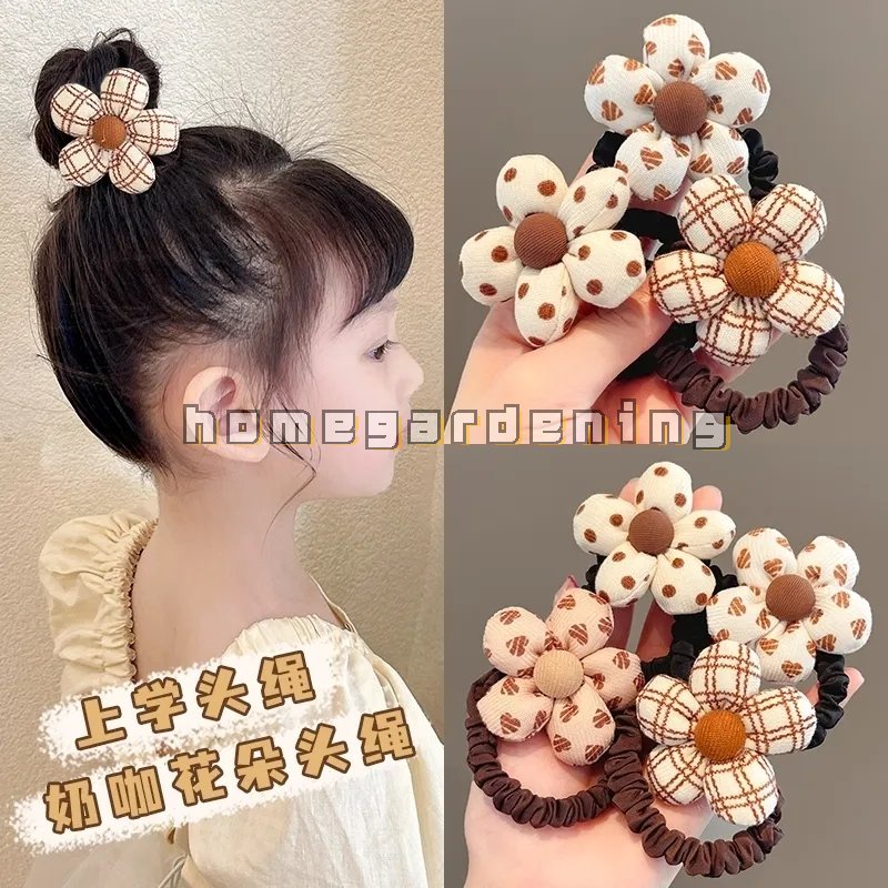 Dây Cột Tóc Co Giãn Đính Nơ In Hoa Dễ Thương Cho Bé Gái