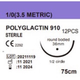Chỉ phẫu thuật Polyglactin 910, Chỉ tiêu, Chỉ tím, Chỉ Vicryl (nguyên hộp 12 sợi)