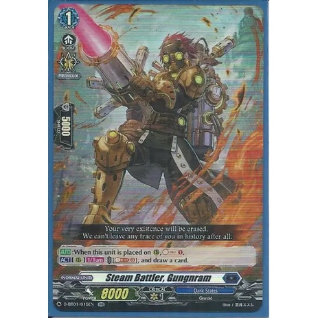 01 lá thẻ hình chính hãng trò chơi vanguard D-BT01/015 Steam Battler, Gungnram – Double Rare (RR)