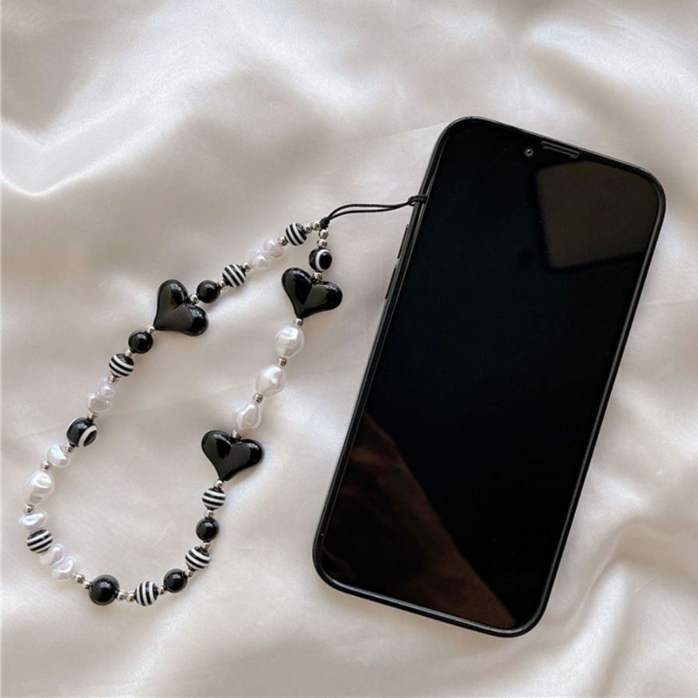 Ốp Điện Thoại TPU Mềm Chống Rơi Họa Tiết Bướm Có Giá Đỡ Và Dây Xích Ngọc Trai Cho IPhone 14 13 12 11 Pro Max XS XR 8 7