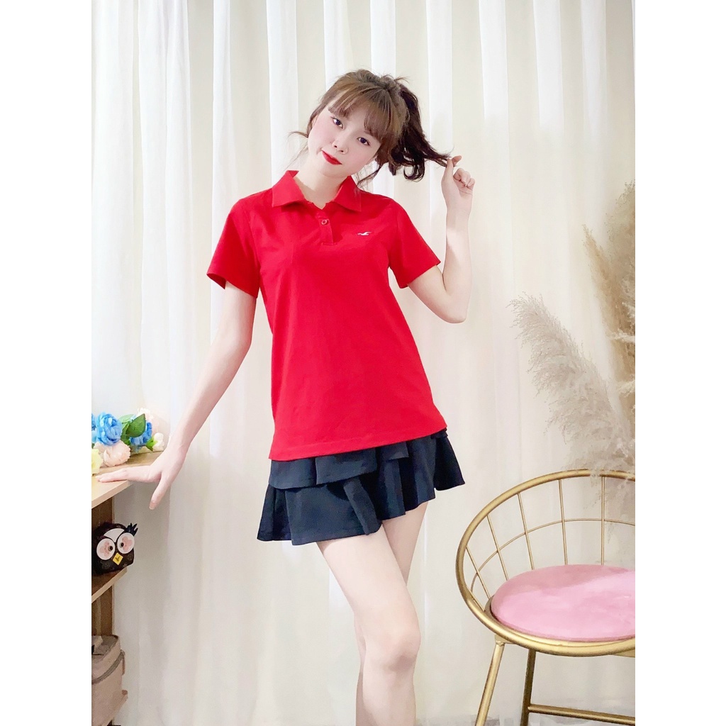 Áo polo cộc tay nữ Holister, chất vải cotton, mát,thấm hút mồ hôi