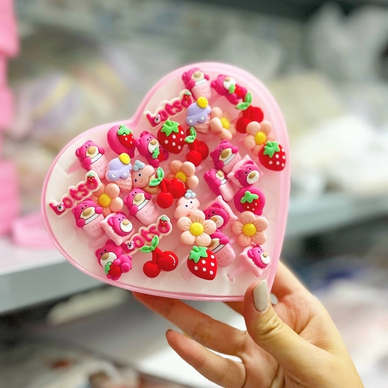 Set 5 Chiếc Nhẫn Nhựa Mẫu Hoạt Hình Cute Cho Bé