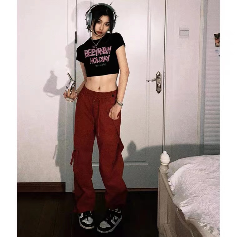 QADCOL Áo Thun Croptop Tay Ngắn Dáng Ôm Thời Trang Mùa Hè Phong Cách Hàn Quốc Cho Nữ