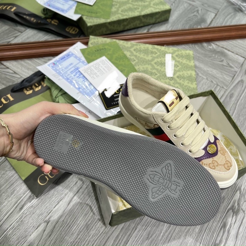 Full box+quà tặng🎁Giày sneaker Gucci SC nâu nhạt thể thao nam nữ