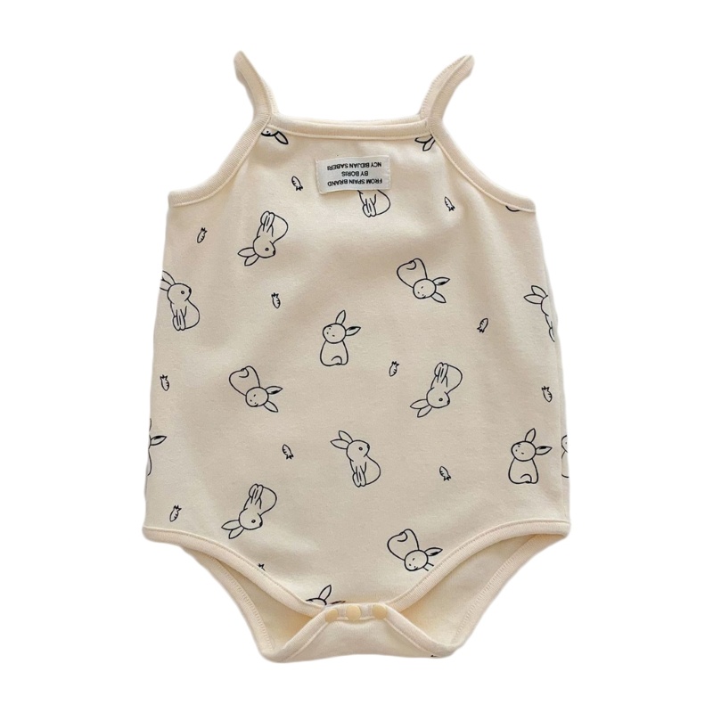 Áo Liền Quần Sát Nách Vải Cotton In Họa Tiết Thời Trang Cho Bé