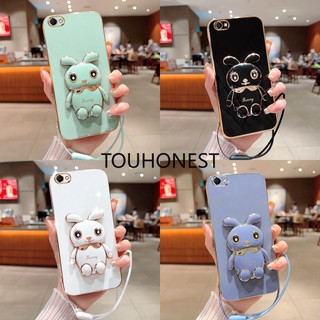 Ốp Điện Thoại Casing Vivo Y66 Case Vivo Y67 Case Vivo Y73S Case Vivo Y79 Case Vivo Y20 SG Y12G Case Vivo Y20T Y30G Case Vivo Y71 Case Vivo V5 V7 Plus Case Vivo S7E Case Soft Silicone Shockproof Cute Rabbit Bunny Bracket Stand Phone Cover Case With Rope