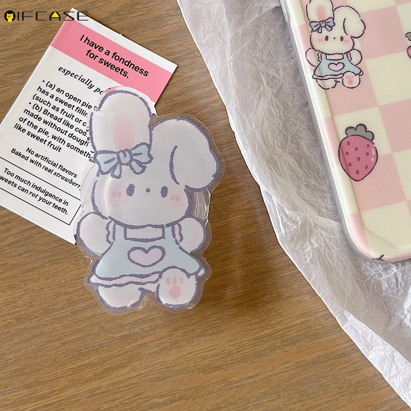 Ốp Điện Thoại Họa Tiết Thỏ / Dâu Tây / Cherry Gắn Nơ Sọc Caro Chống Sốc Cho iPhone 14 Plus 13 12 11 Pro Max