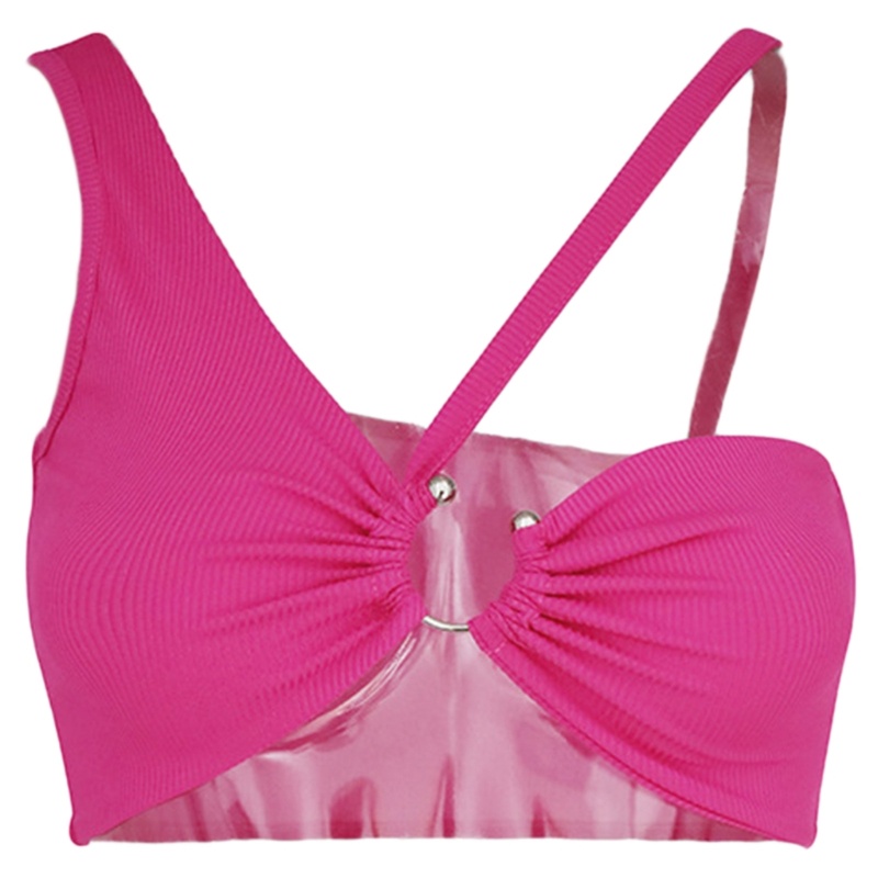 Xiangbao Áo Crop Top Hai Dây Dệt Kim Ôm Dáng Hở Vai Có Gân Ruched Phía Trước Cho Nữ