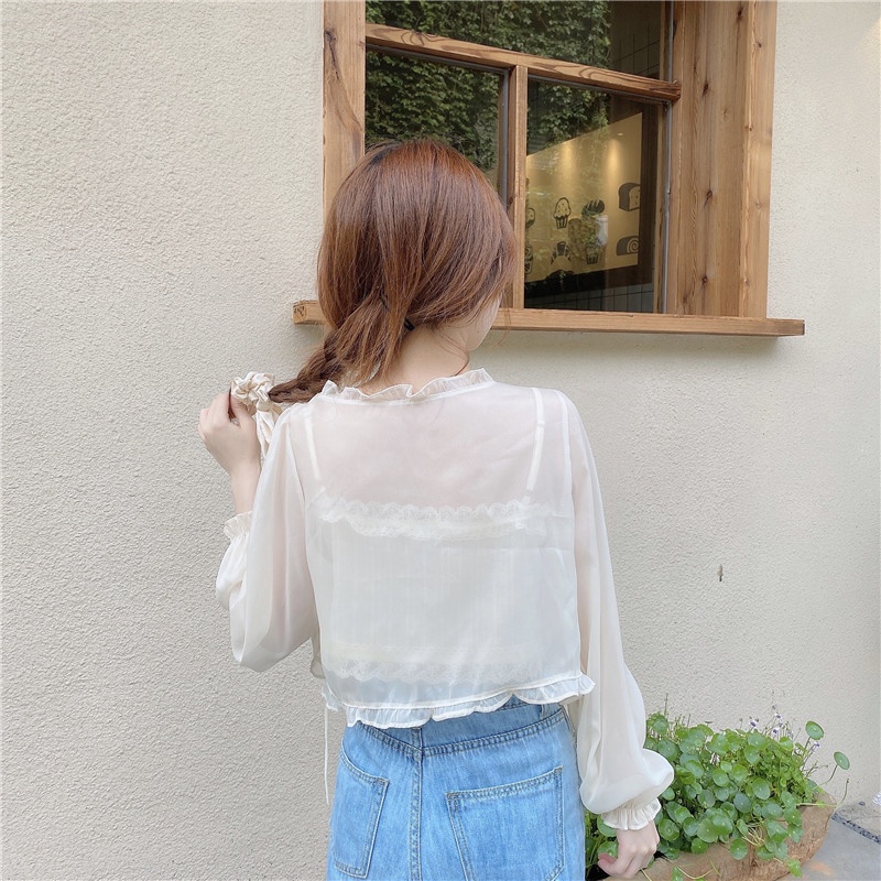 Áo Khoác cardigan Chống Nắng Mùa Xuân Hè 2023 Mới Với Váy Voan Và Áo Choàng Cổ Tích
