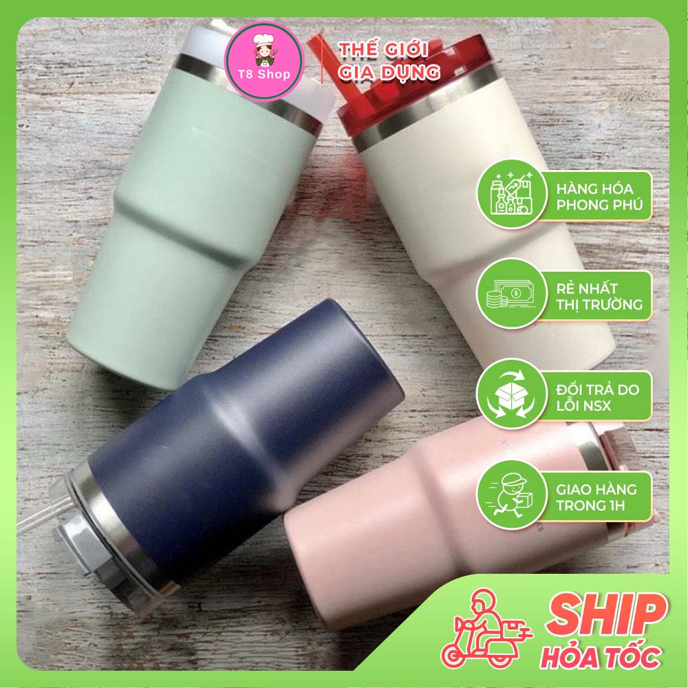 bình giữ nhiệt, cốc Giữ Nhiệt Stanley starbucks inox 304 dung tích 591ML Có nắp chống tràn kèm ống hút Dễ Thương