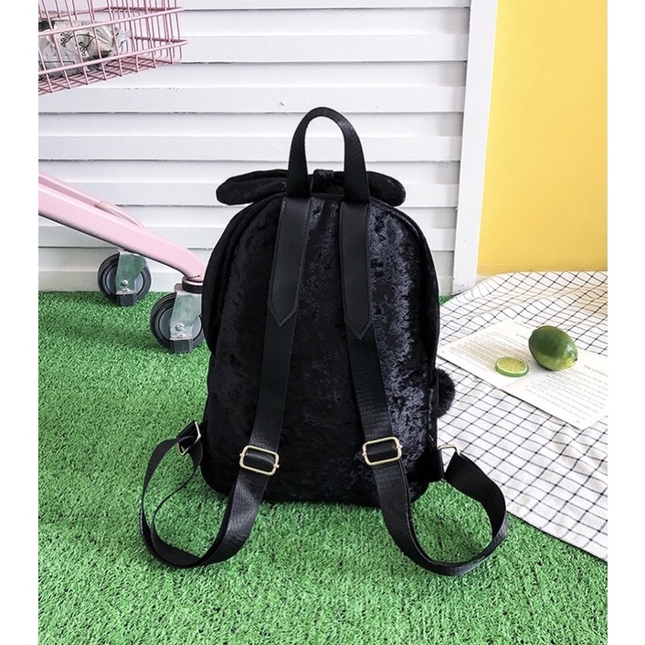 VELVET BACKPACK - BALO NHUNG ĐEN