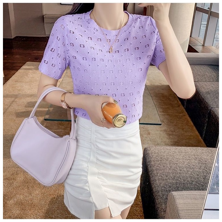 Áo Thun Nữ Ngắn Tay Cổ Tròn Thời Trang Hàn