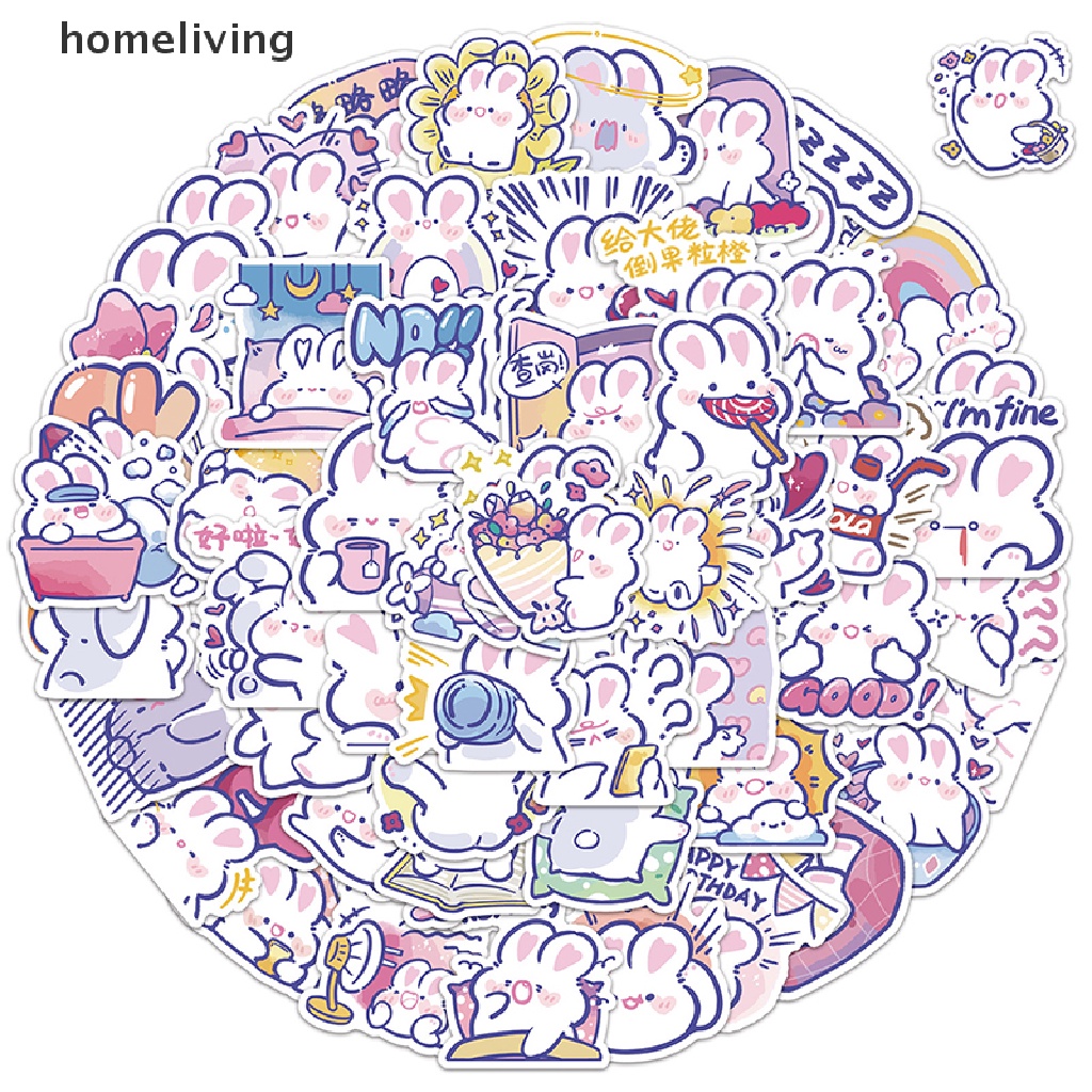 Bộ 60 Miếng Dán Trang Trí Sổ Tay / Nhật Ký Hình Thỏ Dễ Thương