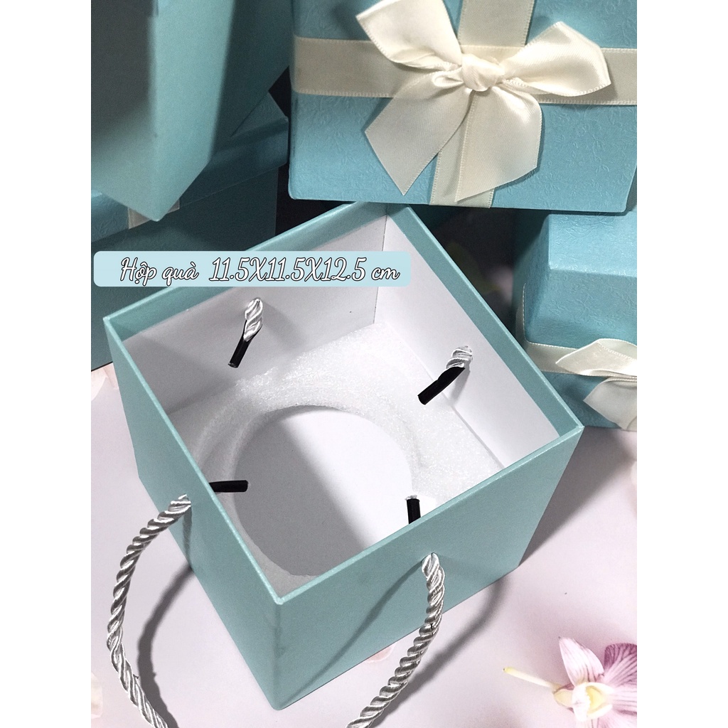 Hộp đóng gói quà tặng hình vuông màu xanh /sinh nhật /tặng quà tình yêu & gia đình