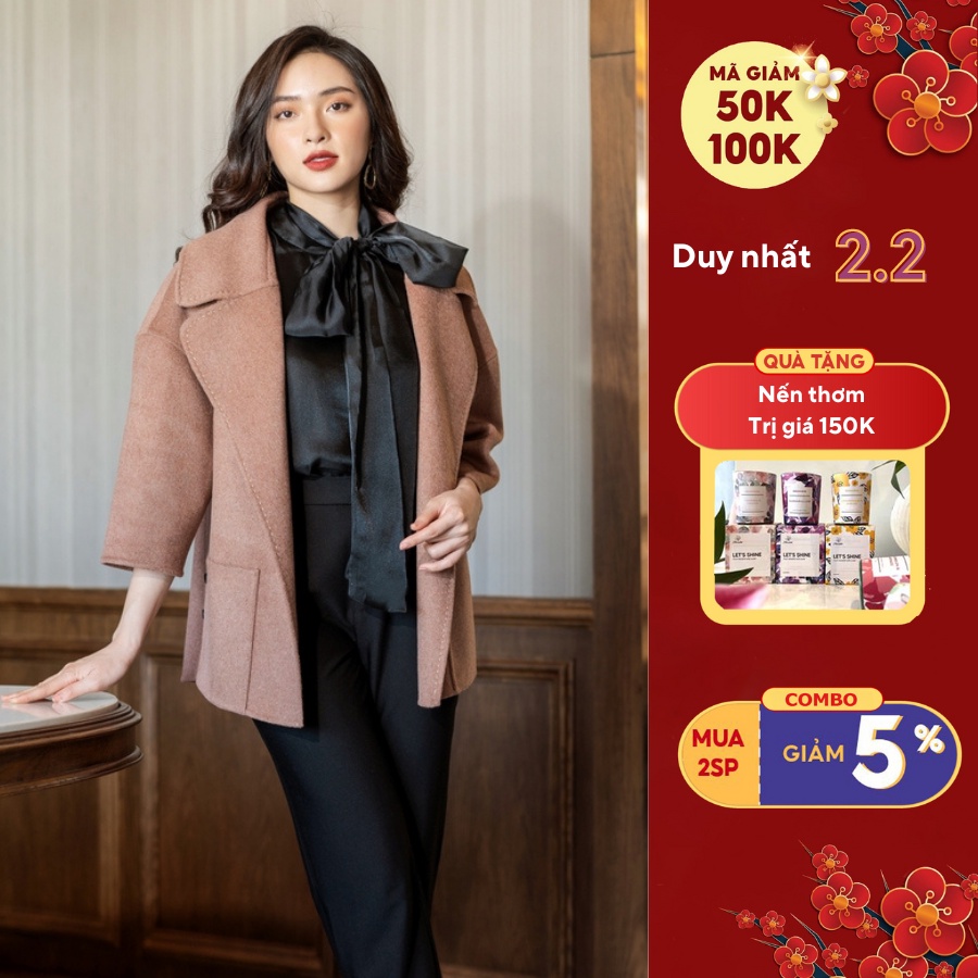 Áo dạ khâu tay nữ dáng lửng HeraDG - WKH20002