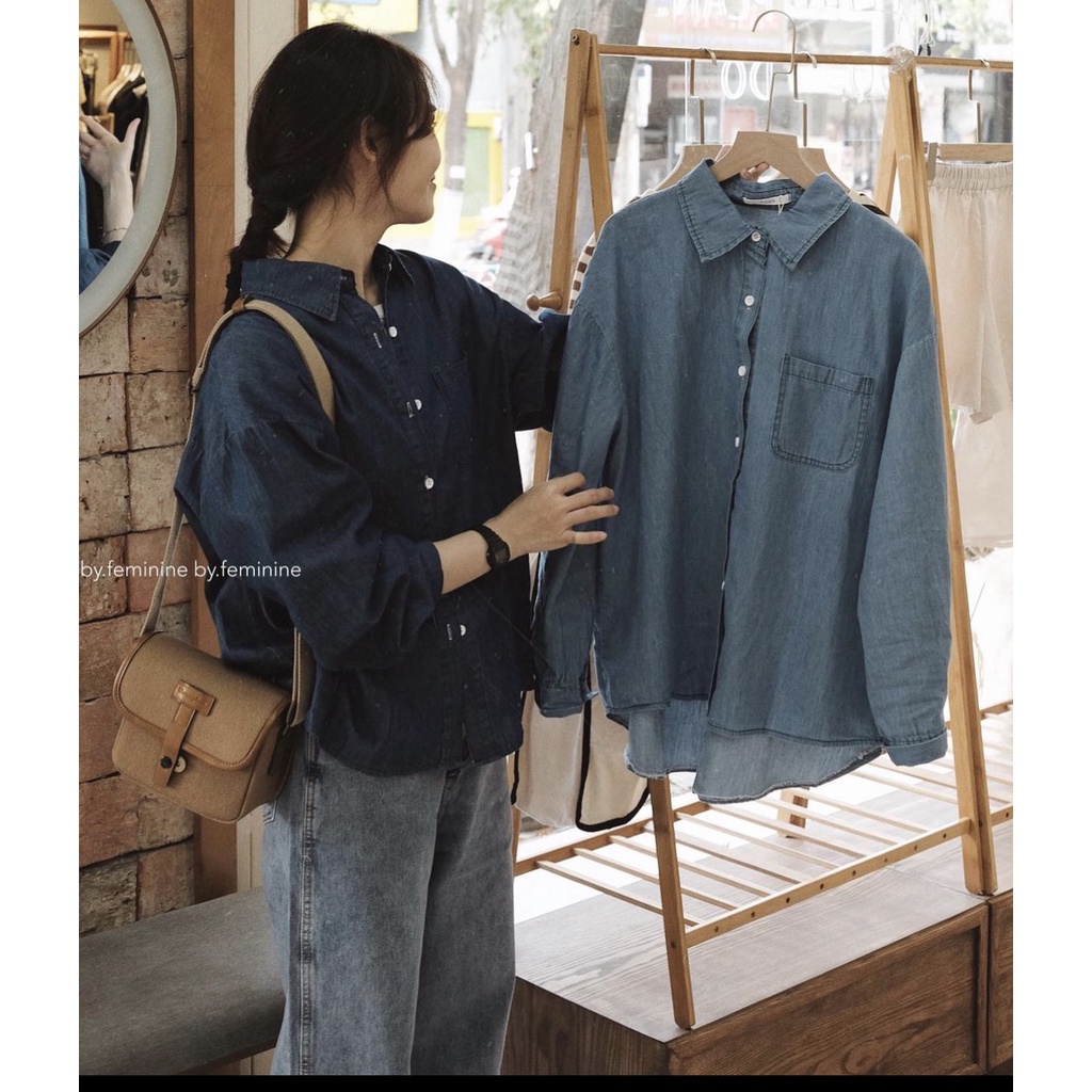Áo sơ mi demin chất mềm đẹp myra - SMbodaitay611