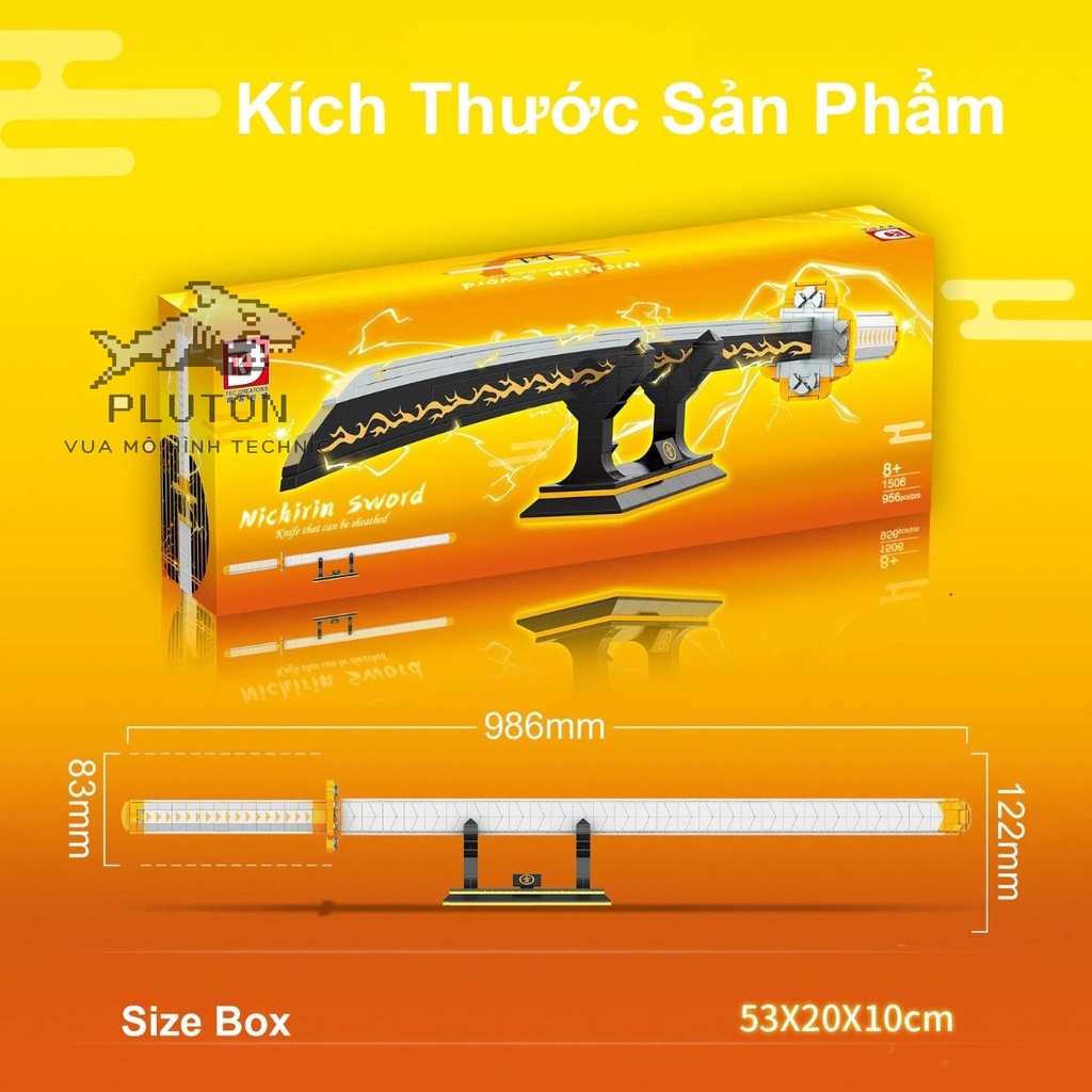 Đồ chơi lắp ráp kiểu Mô hình lắp ráp kiếm nhật  hãng DK 1506 trong truyện kimetsu no yaiba luôn sẵn chi tiết bảo hành