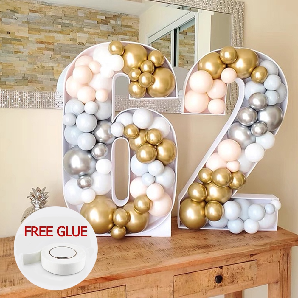 Hộp Đựng Bong Bóng 3D DIY 1st 2nd 3rd 21th 65th Hình Số 0-9 Trang Trí Tiệc Sinh Nhật Cho Bé