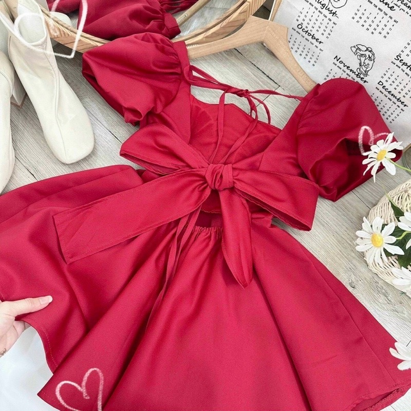 Set áo peplum nơ lưng + short trắng