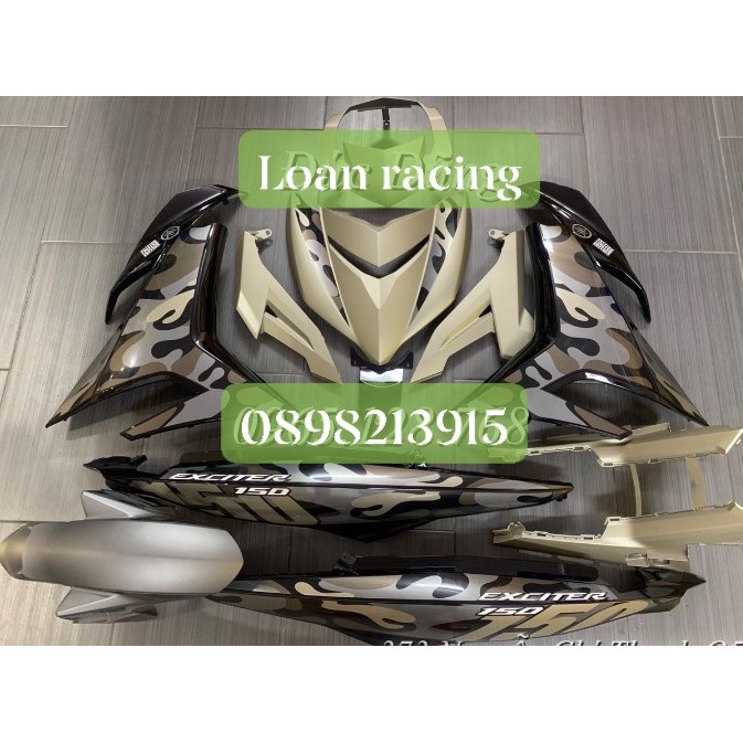 DÀN ÁO, VỎ NHỰA EXCITER 150 MÀU BAC CAMO LUÔN TEM HÀNG ZIN - VJC SÀI GÒN