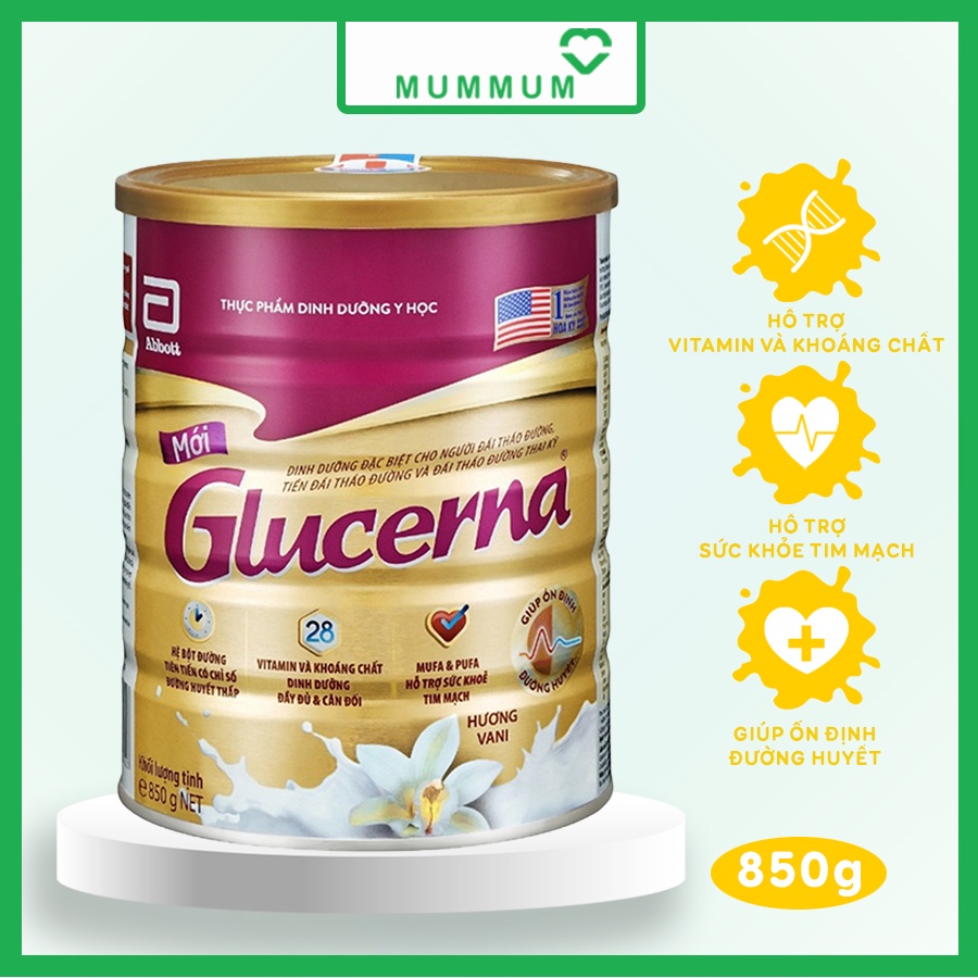 Sữa bột Glucerna Mummum 850g hương vani dành cho người tiểu đường