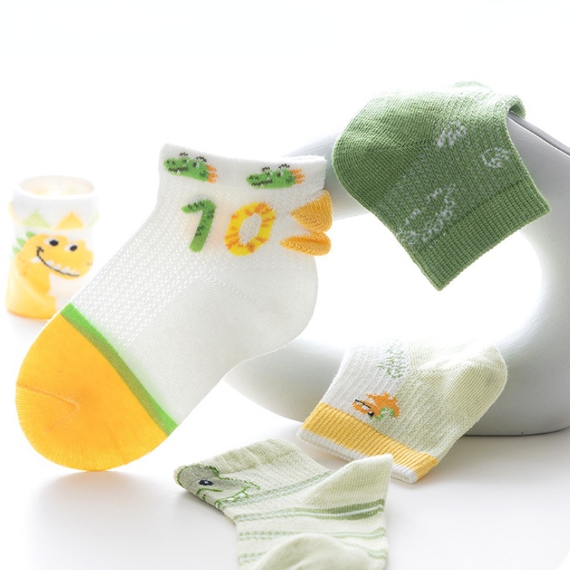 Set 5 đôi vớ KOKOROCARE ML-18 cotton họa tiết khủng long hoạt hình size S-XL xuân hè đáng yêu cho bé 1-12 tuổi