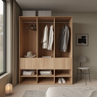 DECI, Tủ quần áo , tủ lưu trữ đồ WAR_080, 157x59x200cm, tủ đựng quần áo Scandi Home