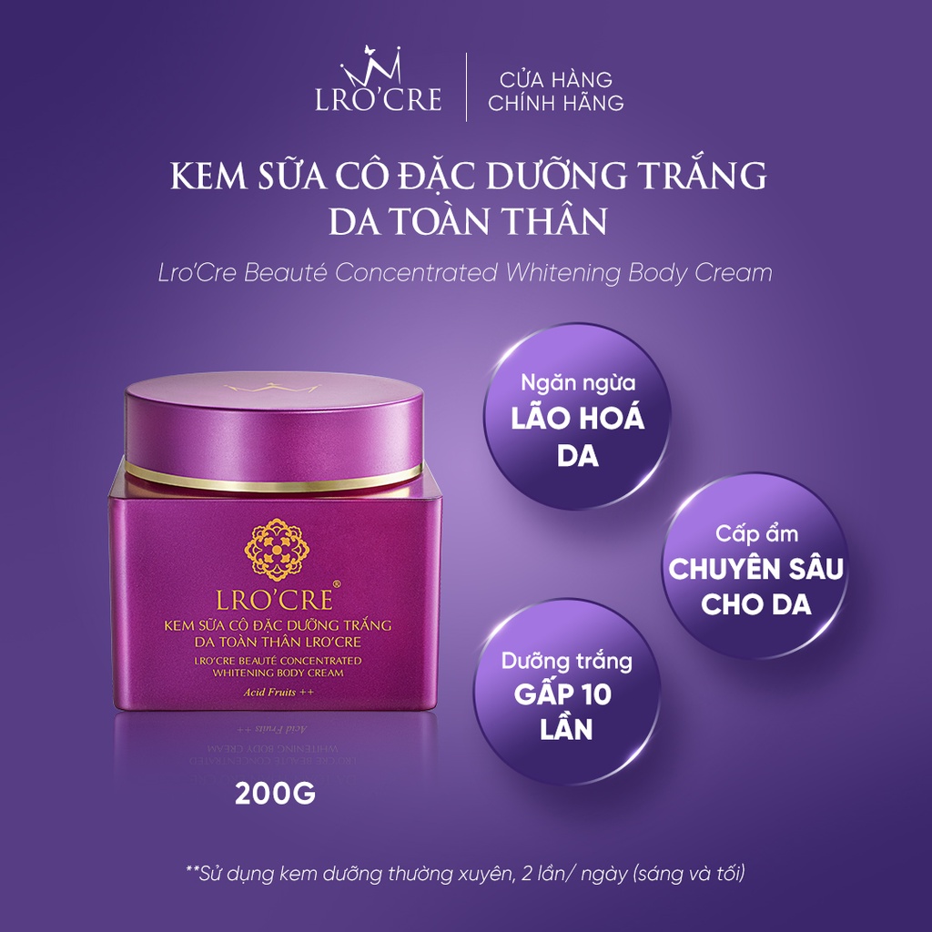 Kem Dưỡng Trắng Toàn Thân V.I.P Lro'Cre/ Whitening Body Cream/ 200g