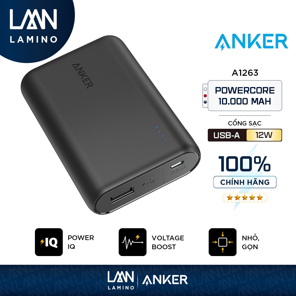 Pin sạc dự phòng ANKER PowerCore 10000mAh - A1263 Hãng phân phối chính thức
