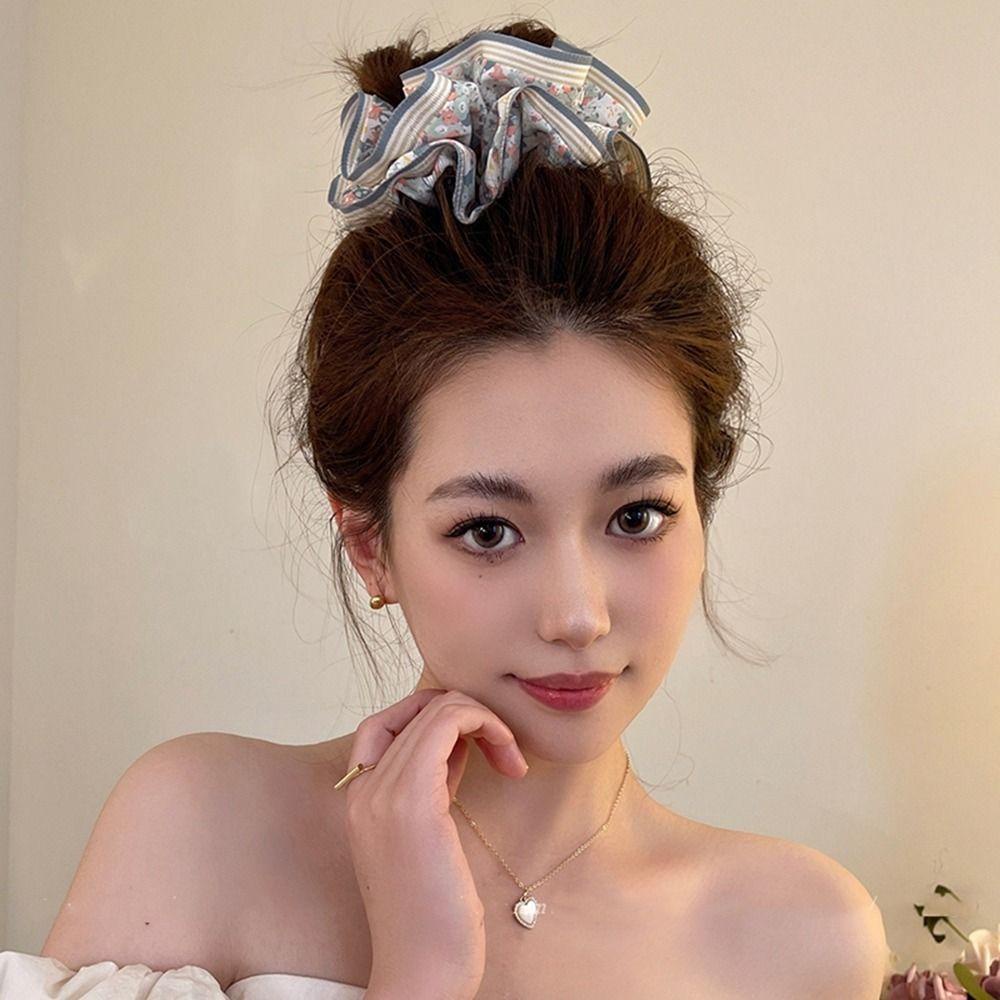 LOMBARD Dây Cột Tóc Họa Tiết Hoa Đơn Giản Phong Cách Hàn Quốc Cho Nữ