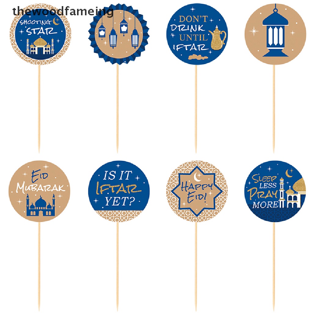 Set 8 Que Cắm Trang Trí Bánh Trung Thu Eid Mubarak Ramadan