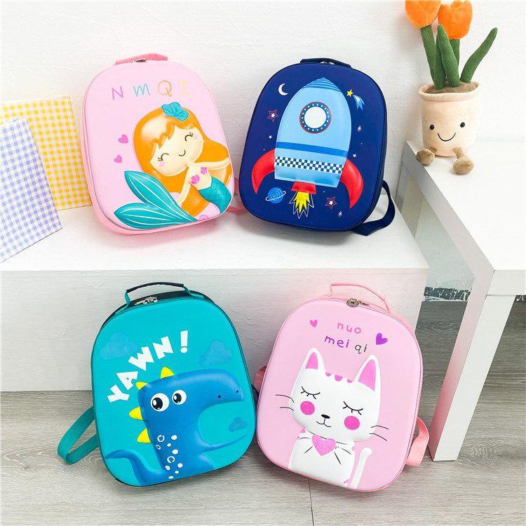 S9520 - Balo mầm non siêu nhẹ 3D chống nước (khủng long-tên lửa-tiên cá-mèo hồng)