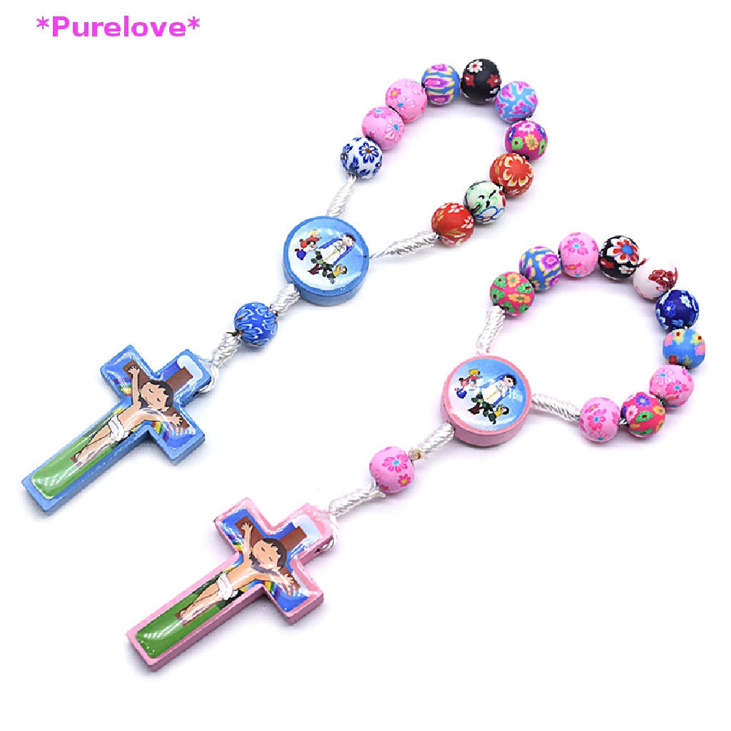 Purelove > Vòng Tay Hạt Đất Sét Polymer Đầy Màu Sắc Phong Cách Công Giáo Cho Trẻ Em Mới