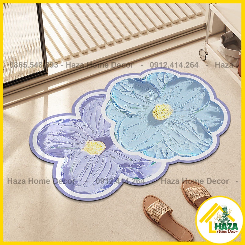 SẴN💙HOẢ TỐC❤️ Thảm Chống Trượt Phòng Tắm Nhà Vệ Sinh Hoa, Thảm Bếp Chống Trơn Trượt - Thảm Chùi Chân Lau Chân [Haza Home
