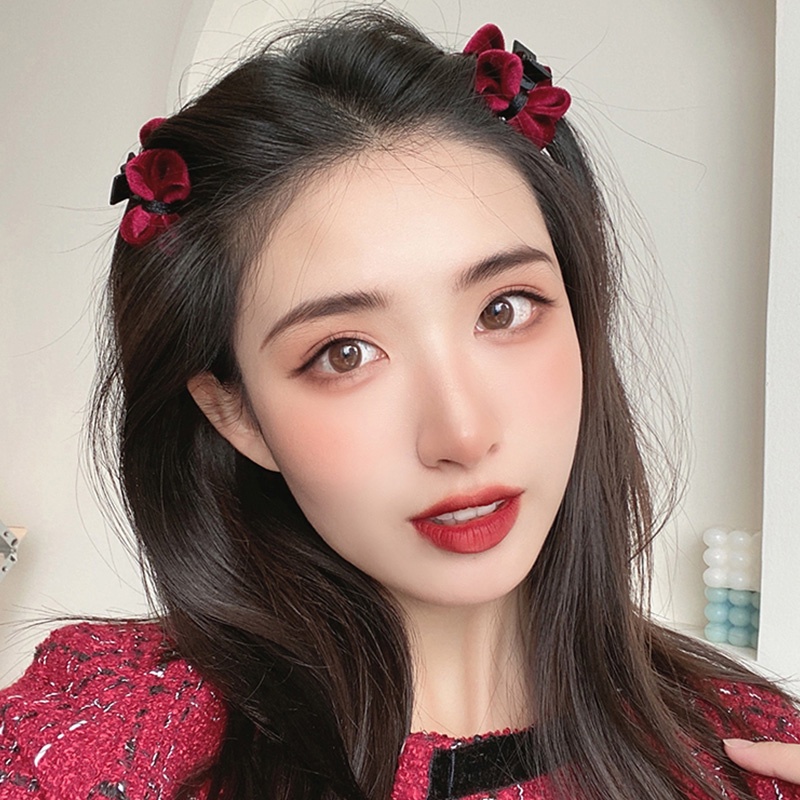 Kẹp Tóc Nhỏ Hình Nơ Bằng Nhung Thời Trang