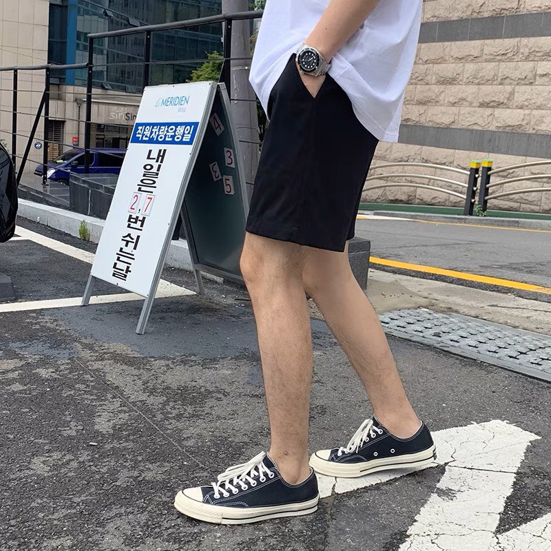 Quần Short Kaki Đen Lưng Thun Rút Dây Thời Trang