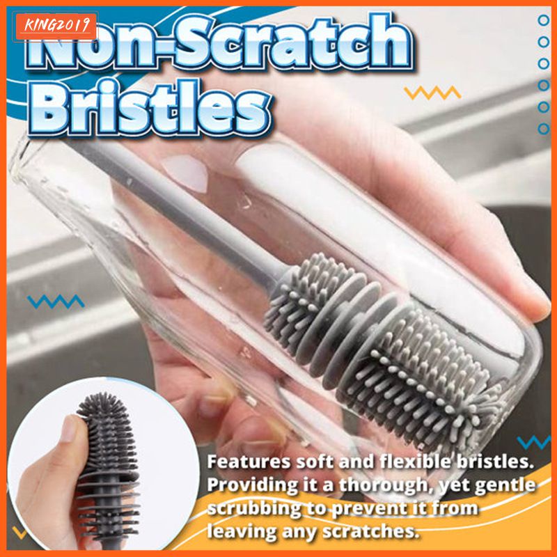 Cọ Silicone Cán Dài Vệ Sinh Bình Thủy Tinh / Bình Nước Tiện Dụng