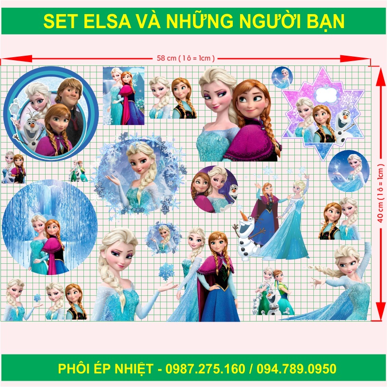Hình ủi , hình ép nhiệt - Set Elsa và những người bạn
