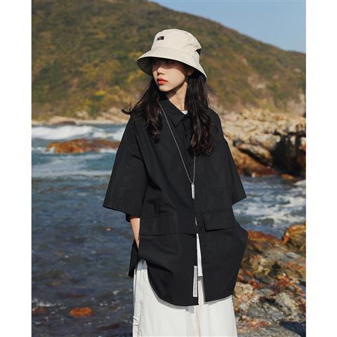 Áo Sơ Mi Tay Ngắn Dáng Rộng Màu Sắc Đơn Giản Thời Trang Xuân Hè Cá Tính Cho Cặ