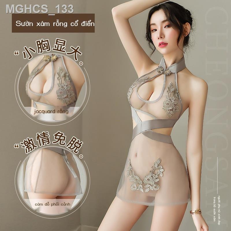 Áo lót ren sườn xám trong suốt theo quan điểm đồng nhất cám dỗ niềm đam mê phù hợp với giường mùa đông tán tỉn