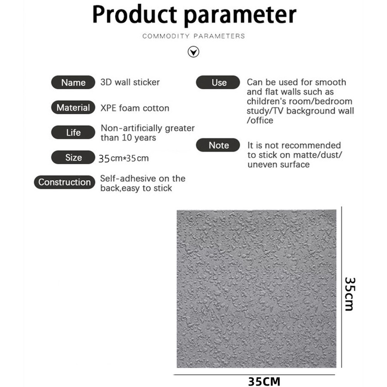 20231 Miếng Dán Tường 3D Tự Dính Chống Nước Chống Va Chạm Cách Âm