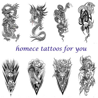 Hình Xăm Dán Tạm Thời Màu Đen Chống Nước Hình Rồng Rắn Cho Nam Và Nữ