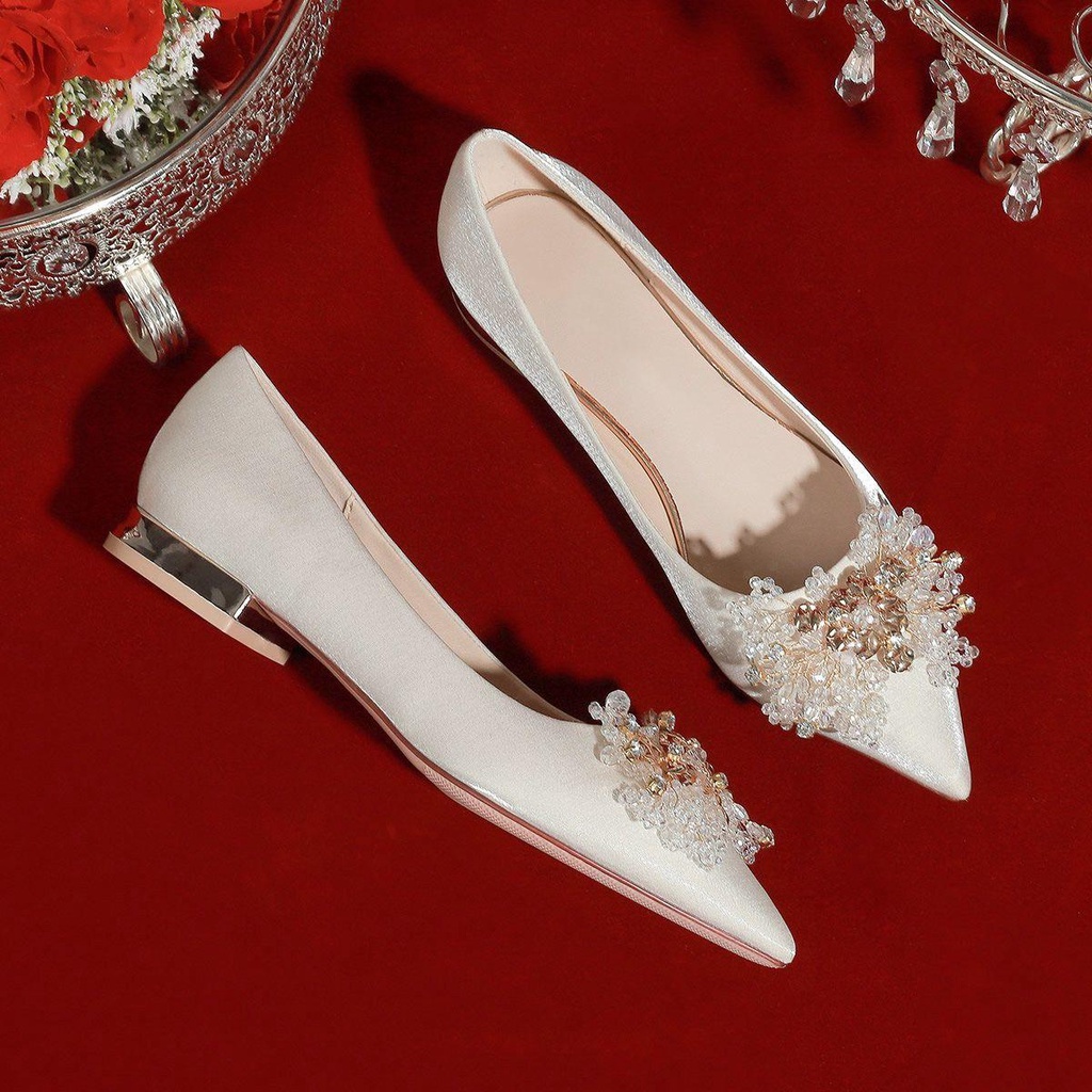 Giày Búp Bê Đế Bằng Thiết Kế Mới Thời Trang Mùa Thu Dành Cho Cô Dâu