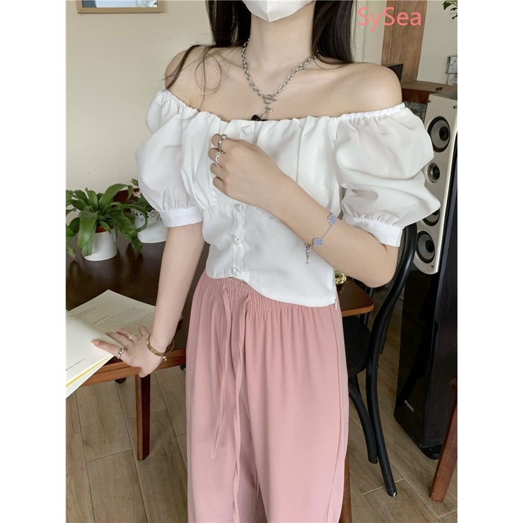 Áo Kiểu Tay Phồng Cổ Vuông Cỡ Lớn Thời Trang Mùa Hè Xinh Xắn Cho Nữ