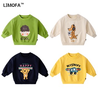 LJMOFA Áo Thun Tay Dài Chui Đầu In Họa Tiết Hoạt Hình Sáng Tạo Cho Bé Trai Và Gái 1-9 Tuổi D175