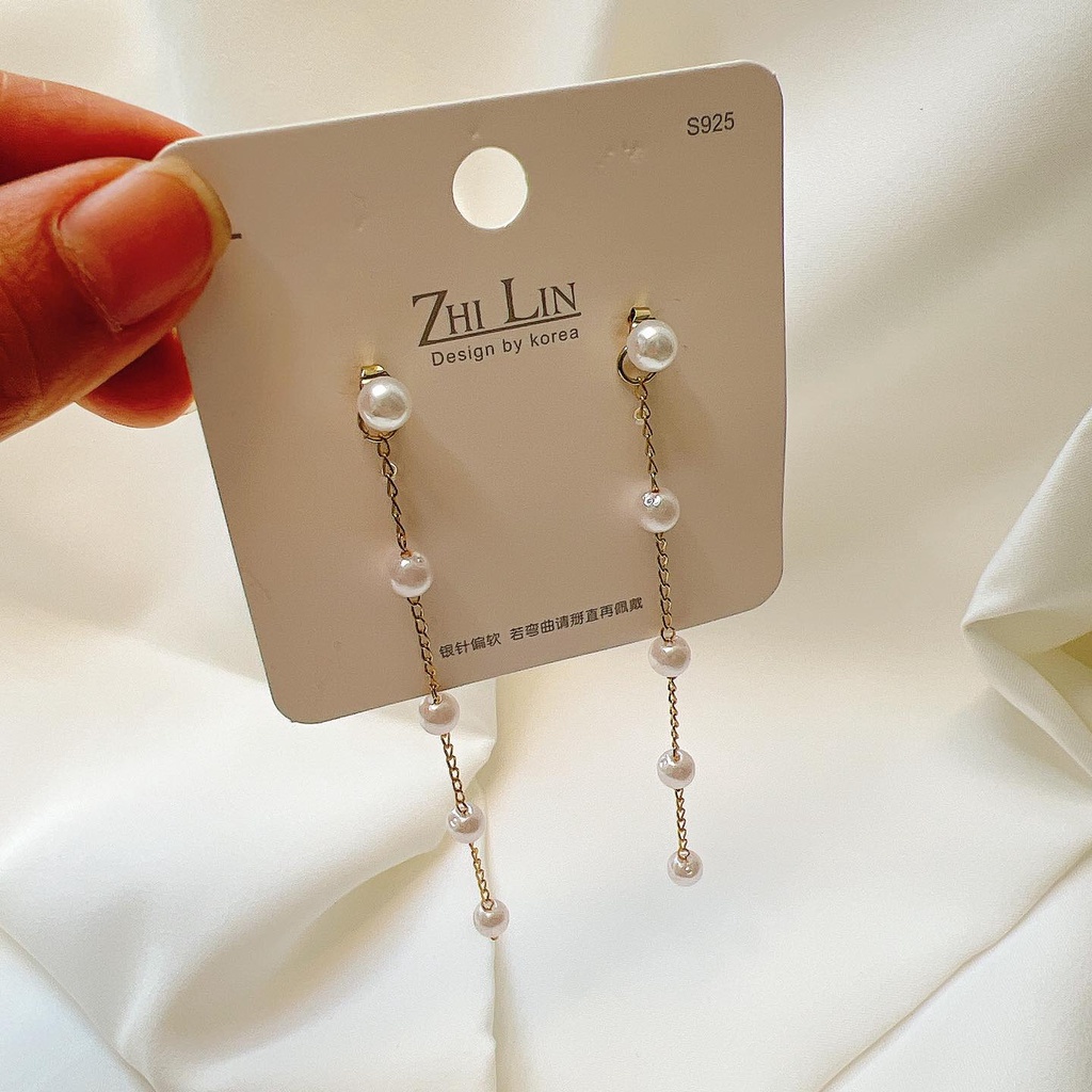 Bông tai dài 5 hạt