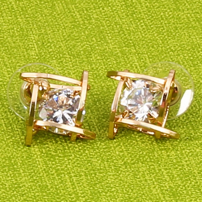 Khuyên Tai Nữ Mặt Vuông Đính Đá zircon Mới