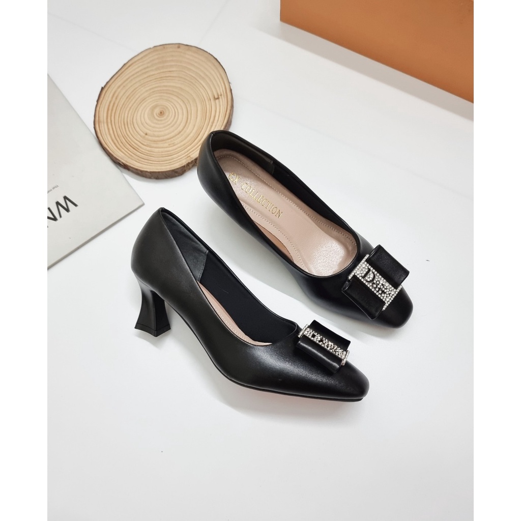 Giày cao gót 5p giày cao gót nữ giày gót trụ nơ đá