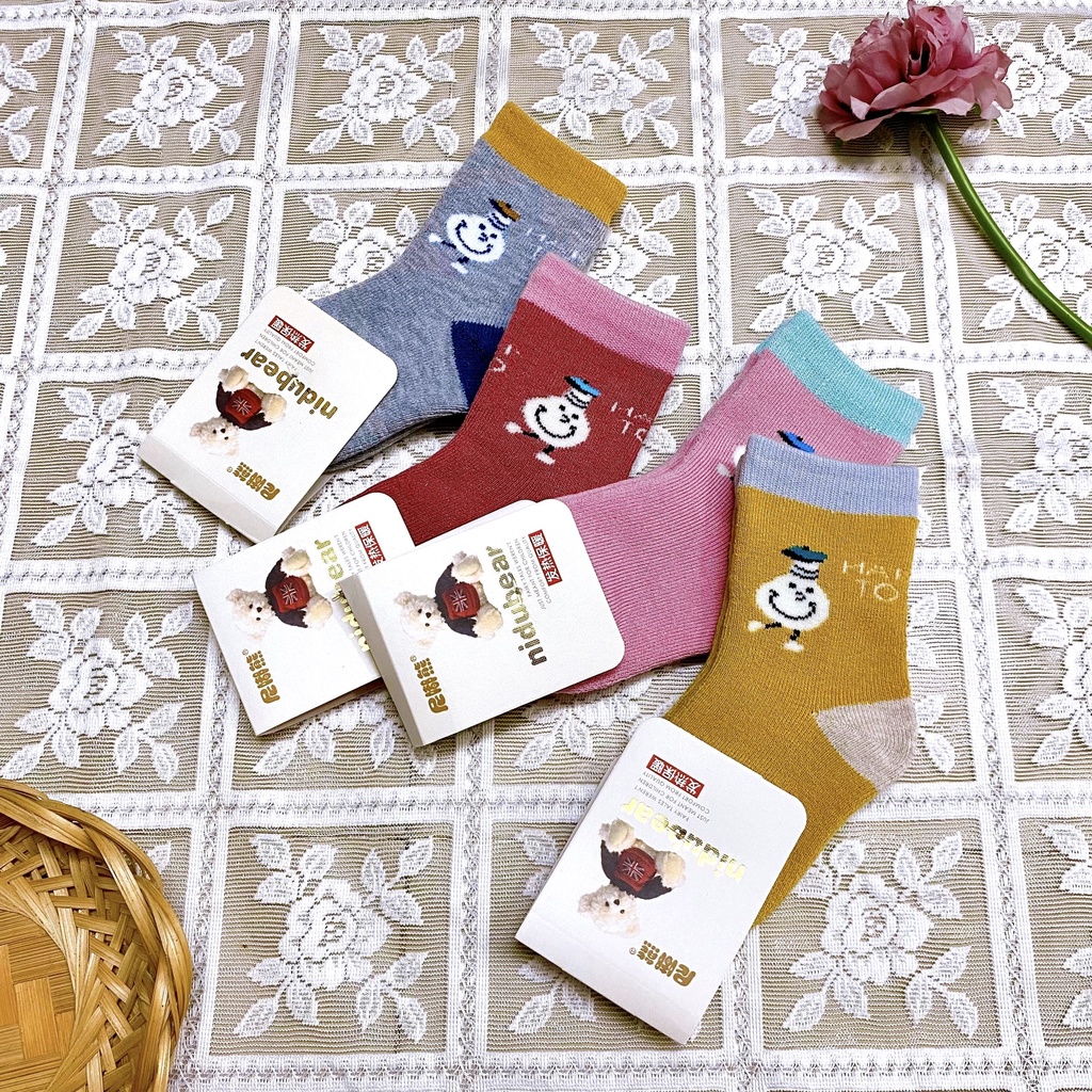Tất vớ trẻ em 1-3 tuổi cổ cao nhiều màu phối hình ngộ nghĩnh xinh xắn - TV6
